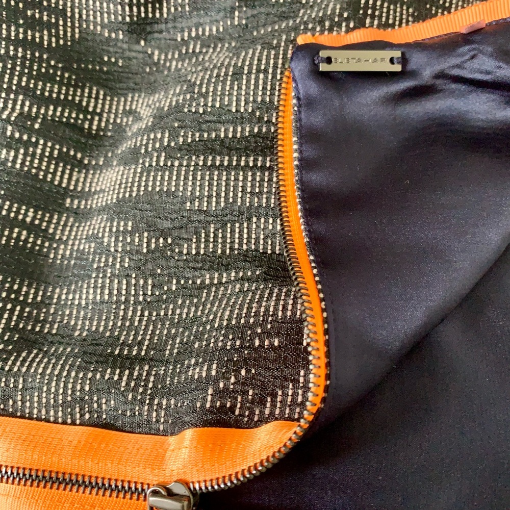 SOLD- Elie Tahari Marina Abstract Gray Jacquard Sheath Orange green Accent Dress - Picture 15 of 16